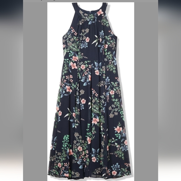 Tommy Hilfiger Dresses & Skirts - Tommy Hilfiger Women's Chiffon Midi Dress Sky Captain Multi Sz 2